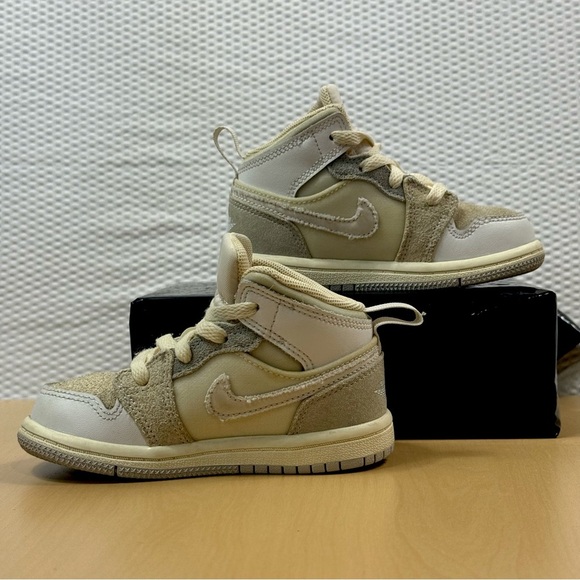 Jordan 1 Mid SE Craft Toddler Shoes 7C | Beige White DQ3725-100 - Picture 6 of 6